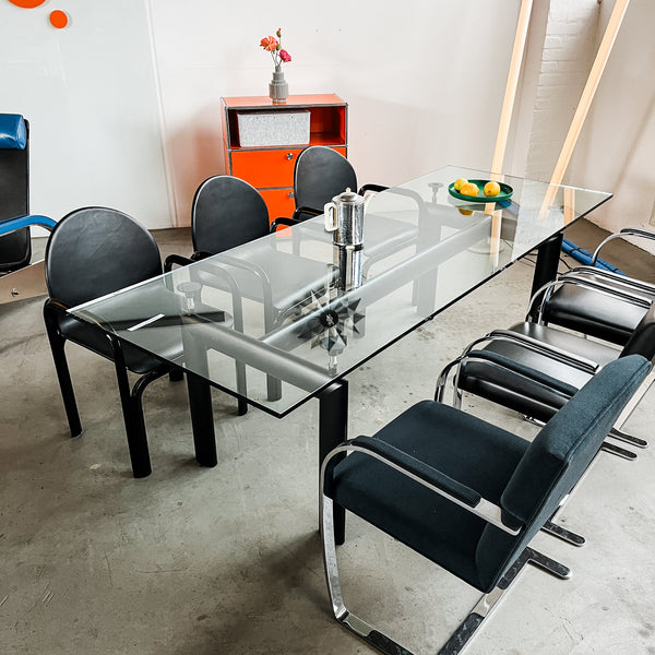 Cassina LC 6 Esstisch - schwarz - Kristallglasplatte - gebrauchter TOP Zustand