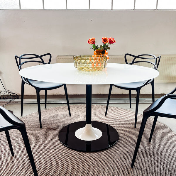 Kartell - Tisch Thierry XXL - Glas - ⌀130 cm -Schwarz/Weiß - NEU