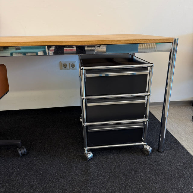USM Haller - Rollcontainer - Schwarz - Drei A6 Schubladen