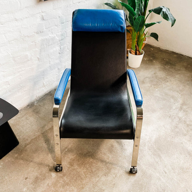 Tecta - D80 Grand Repos - Sessel - Leder schwarz/blau - Jean Prouvé - guter gebrauchter Zustand