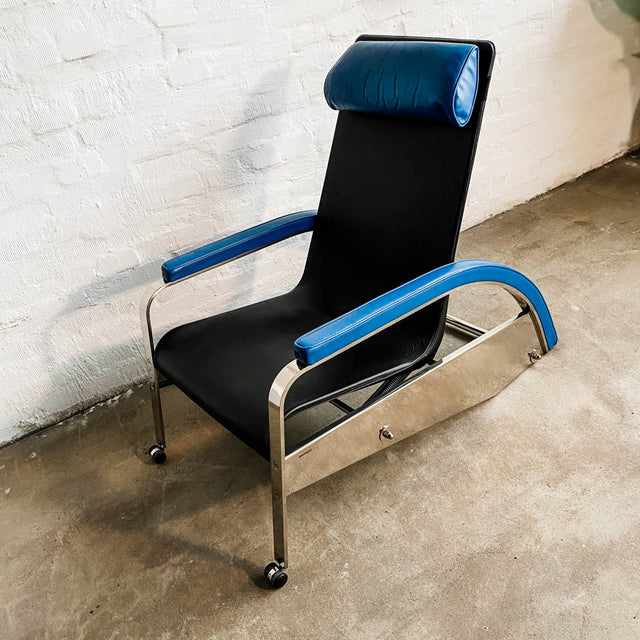 Tecta - D80 Grand Repos - Sessel - Leder schwarz/blau - Jean Prouvé - guter gebrauchter Zustand