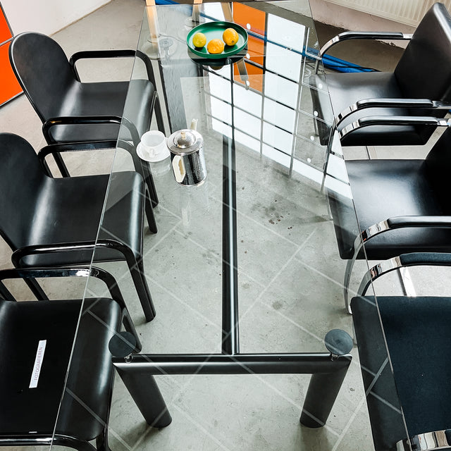 Cassina LC 6  Esstisch - schwarz - Kristallglasplatte - gebrauchter TOP Zustand