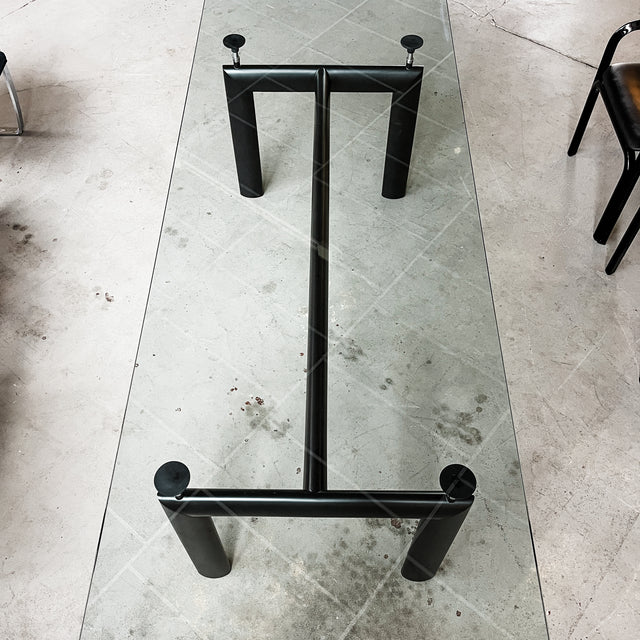 Cassina LC 6  Esstisch - schwarz - Kristallglasplatte - gebrauchter TOP Zustand