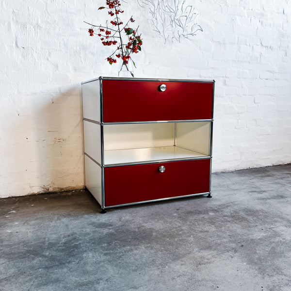 USM Haller - Sideboard - rot/weiß - Vollauszug & Klappe