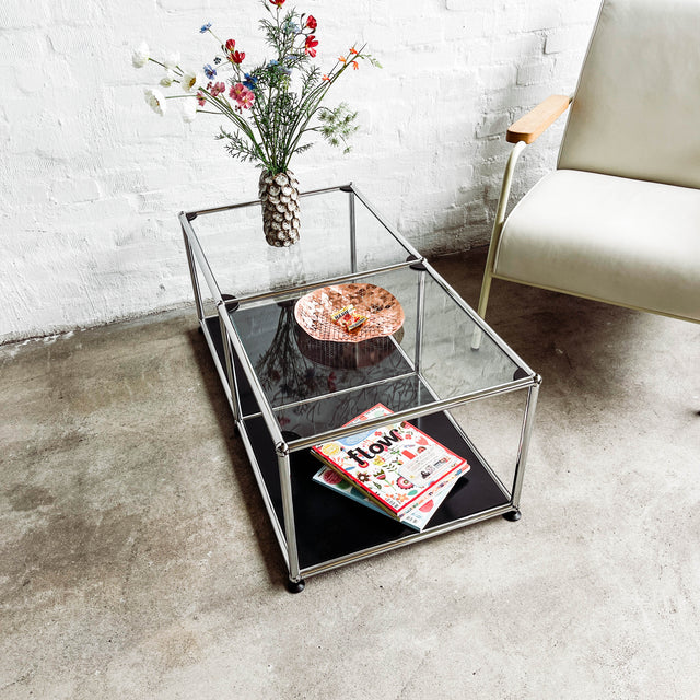 USM Haller - Beistelltisch - Glas/Schwarz