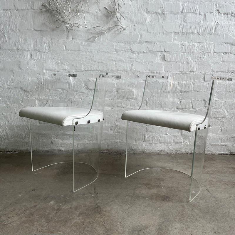 Tecta - 2er Set D61 Stühle - El Lissitzky - Plexiglas/Leder weiß