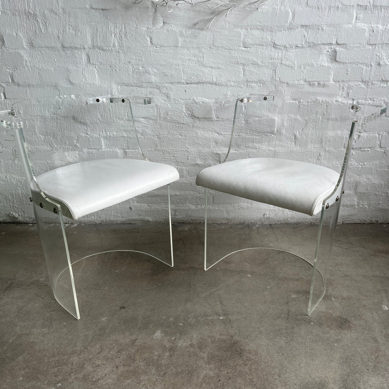 Tecta - 2er Set D61 Stühle - El Lissitzky - Plexiglas/Leder weiß