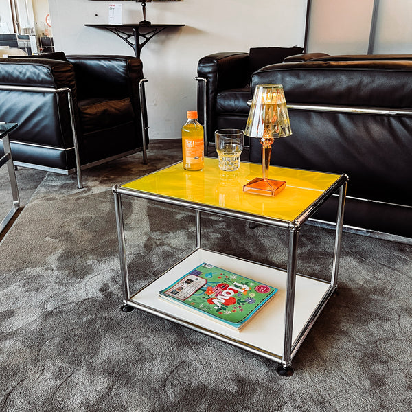 USM Haller - Beistelltisch - Glas - gelb - weiß - gebrauchter TOP Zustand