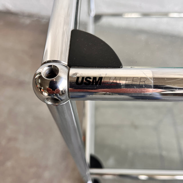 USM Haller - Beistelltisch/Rollwagen - Glastablare - guter gebrauchter Zustand