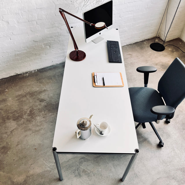 USM Haller - Tisch - perlgrau alumatt - 197 x 72 cm - guter gebrauchter Zustand