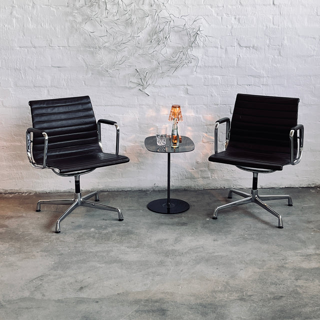 Vitra - EA 108 Alu Chair - Konferenzstuhl/Besucherstuhl - Leder braun - Charles & Ray Eames - guter gebrauchter Zustand
