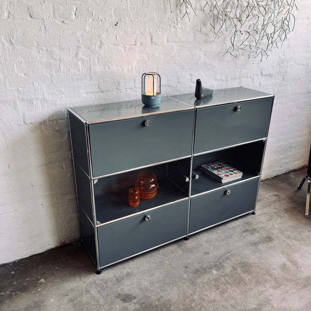 USM Haller - Highboard - Mittelgrau/Glas - gebrauchter TOP Zustand