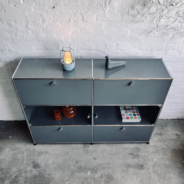 USM Haller - Highboard - Mittelgrau/Glas - gebrauchter TOP Zustand