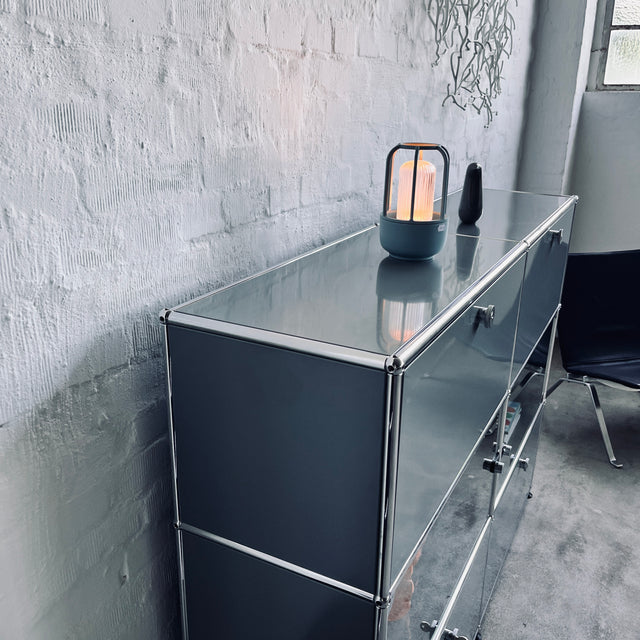 USM Haller - Highboard - Mittelgrau/Glas - gebrauchter TOP Zustand