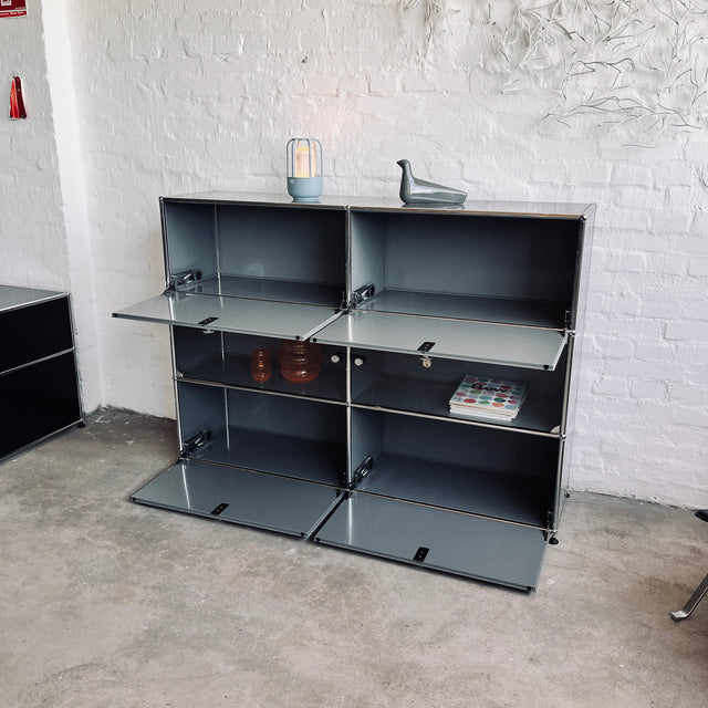 USM Haller - Highboard - Mittelgrau/Glas - gebrauchter TOP Zustand