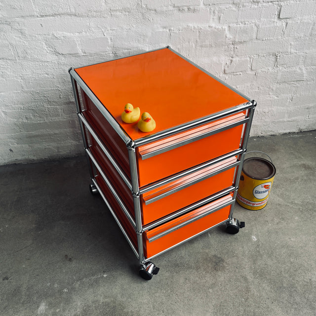 USM Haller - Rollcontainer - 3 Schubladen - orange - gebrauchte TOP Qualität
