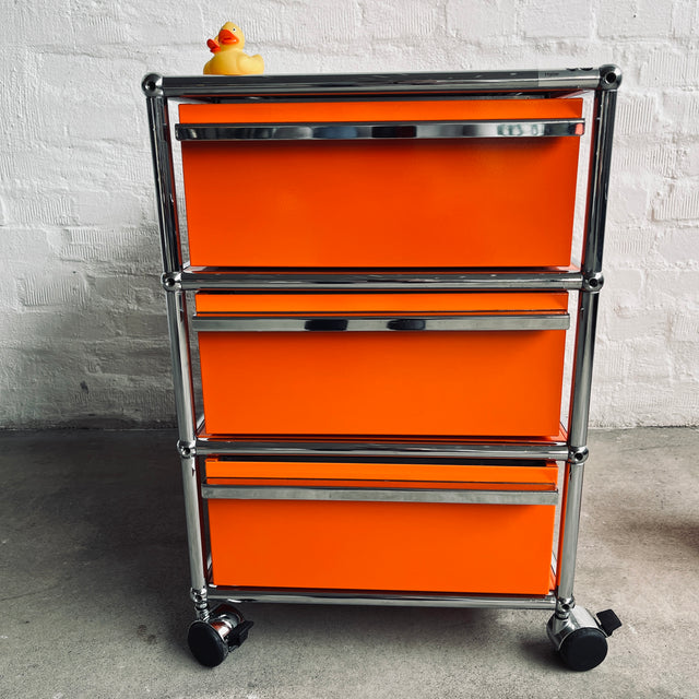 USM Haller - Rollcontainer - 3 Schubladen - orange - gebrauchte TOP Qualität