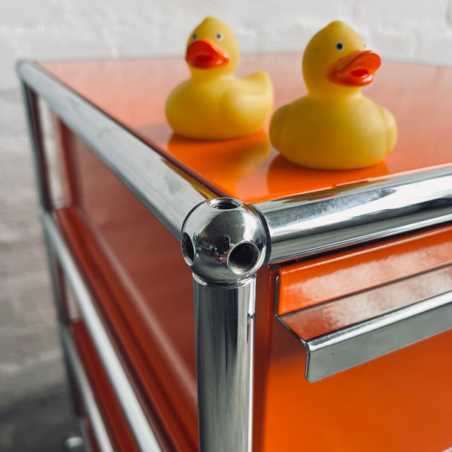 USM Haller - Rollcontainer - 3 Schubladen - orange - gebrauchte TOP Qualität