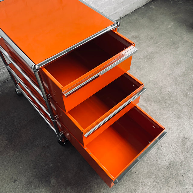 USM Haller - Rollcontainer - 3 Schubladen - orange - gebrauchte TOP Qualität
