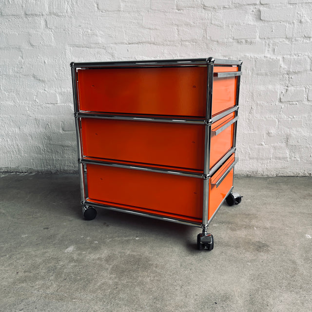 USM Haller - Rollcontainer - 3 Schubladen - orange - gebrauchte TOP Qualität