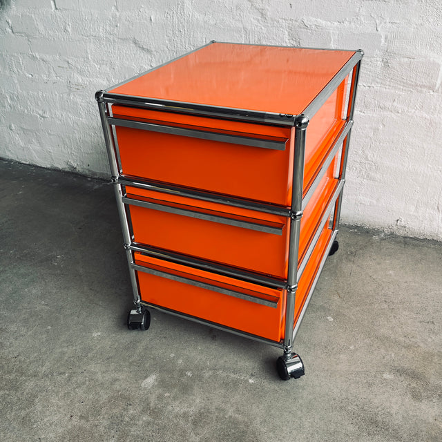 USM Haller - Rollcontainer - 3 Schubladen - orange - gebrauchte TOP Qualität