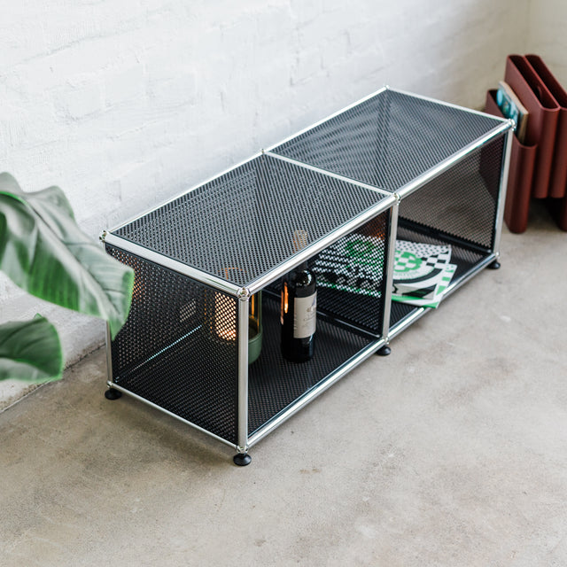 USM Haller - Lowboard 2x1 - schwarz perforiert - gebrauchter TOP Zustand