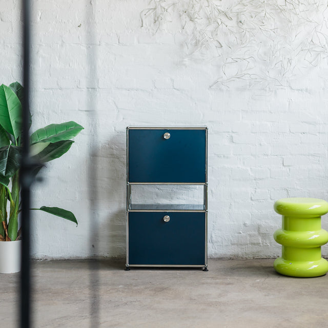 USM Haller - Highboard 1x3 - 2 Klappen - stahlblau - guter gebrauchter Zustand