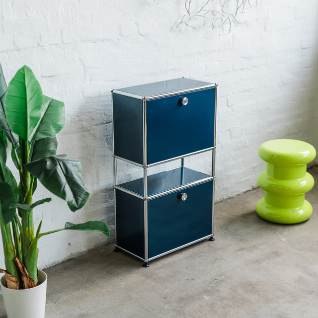 USM Haller - Highboard 1x3 - 2 Klappen - stahlblau - guter gebrauchter Zustand