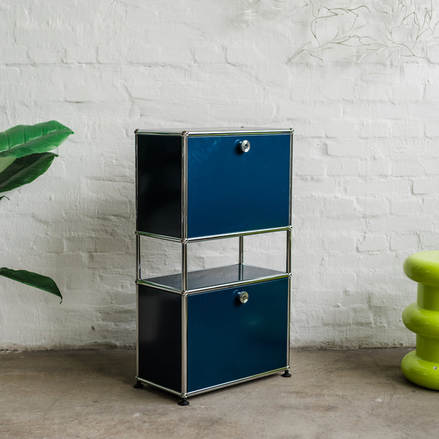 USM Haller - Highboard 1x3 - 2 Klappen - stahlblau - guter gebrauchter Zustand