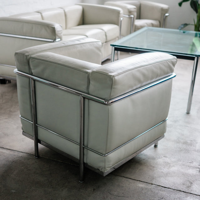 Cassina - LC 2 - Sessel - Leder hellgrau/beige - guter gebrauchter Zustand