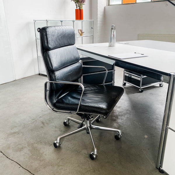 Vitra - EA 219 Soft Pad - Leder schwarz - Vintage Zustand