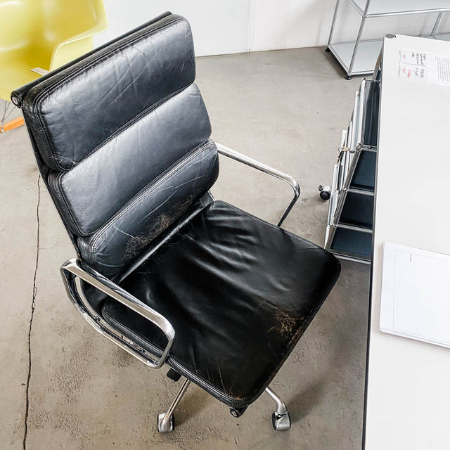Vitra - EA 219 Soft Pad - Leder schwarz - Vintage Zustand