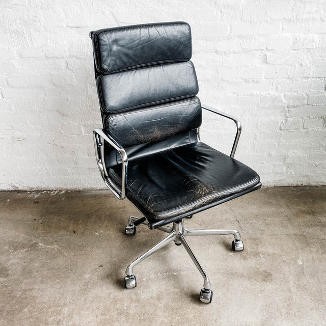 Vitra - EA 219 Soft Pad - Leder schwarz - Vintage Zustand