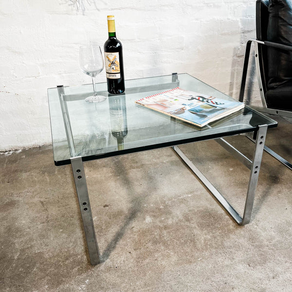 Fabricius Side Table - Glas/Mattchrom