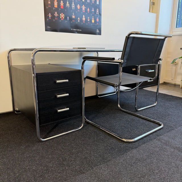 Thonet Freischwinger S 34 - Kernleder schwarz - Marcel Breuer - TOP Zustand