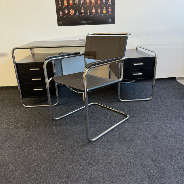 Thonet Freischwinger S 34 - Kernleder schwarz - Marcel Breuer - TOP Zustand