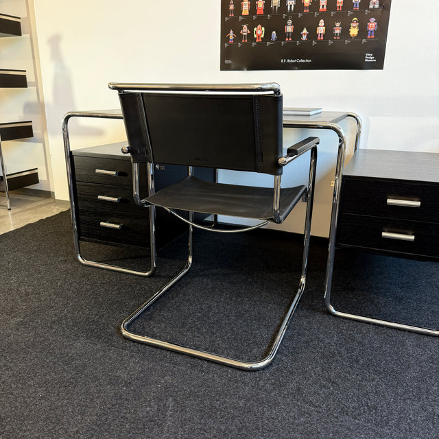 Thonet Freischwinger S 34 - Kernleder schwarz - Marcel Breuer - TOP Zustand