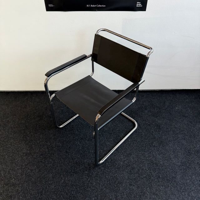 Thonet Freischwinger S 34 - Kernleder schwarz - Marcel Breuer - TOP Zustand