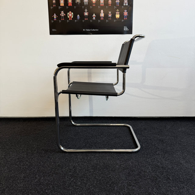 Thonet Freischwinger S 34 - Kernleder schwarz - Marcel Breuer - TOP Zustand