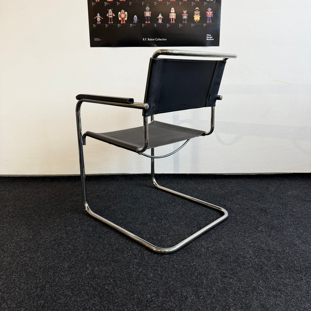 Thonet Freischwinger S 34 - Kernleder schwarz - Marcel Breuer - TOP Zustand