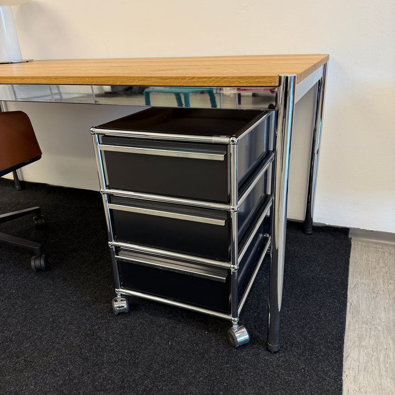 USM Haller - Rollcontainer - Schwarz - Drei A6 Schubladen