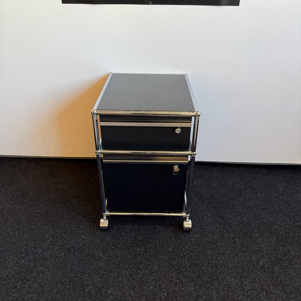 USM Haller - Rollcontainer - Schwarz - Zwei Schubladen - Abschließbar