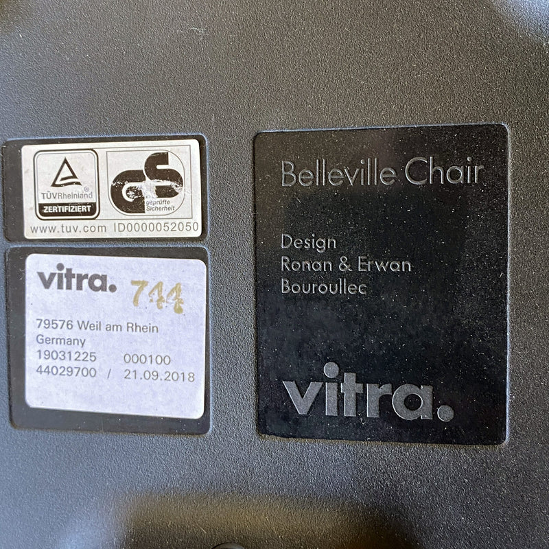 Vitra Belleville Chair Leder rauchblau/schwarz