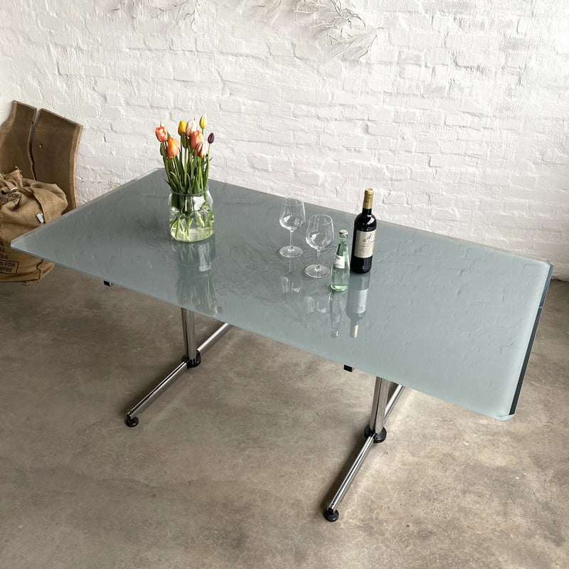 Tisch Glas grau - 180 x 90 cm
