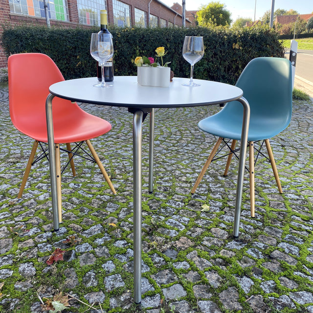 Vitra - Standard Table rund - weiß/Edelstahl - OUTDOOR