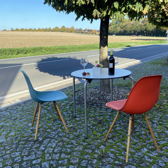 Vitra - Standard Table rund - weiß/Edelstahl - OUTDOOR