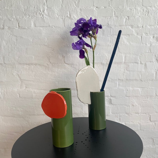 Découpage Barre Vase - grün/weiß/blau