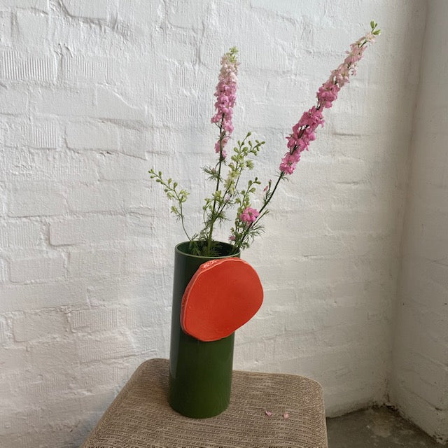 Découpage Disque Vase - grün/orange